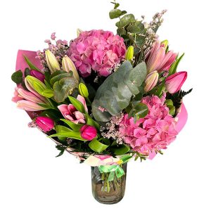Ramos de flores variado en tonos rosados