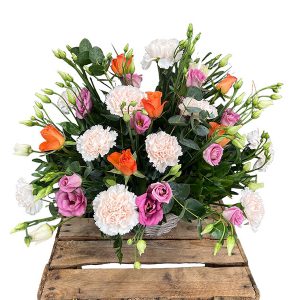 Centro funerario de flores variadas tamaño pequeño