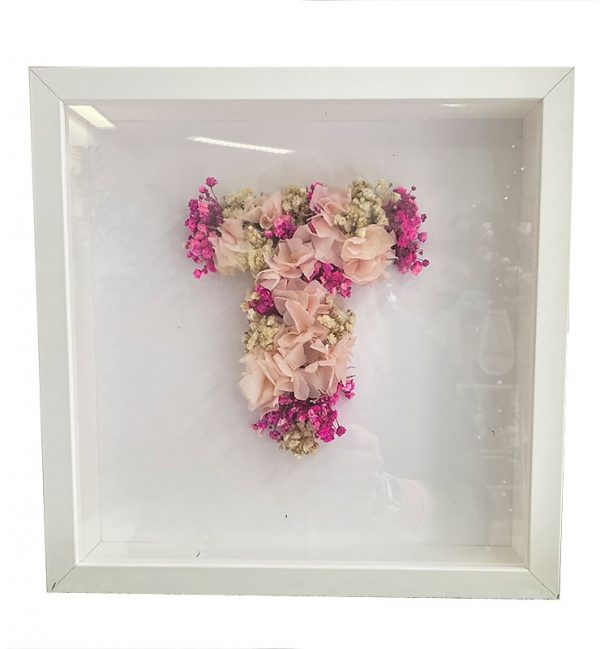Cuadro de flores con letras