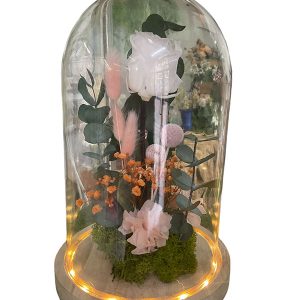 Cúpula con led en tonos rosados