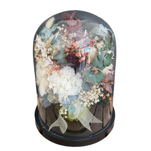 Cúpula de cristal con rosa preservada. Disponible en todos los colores