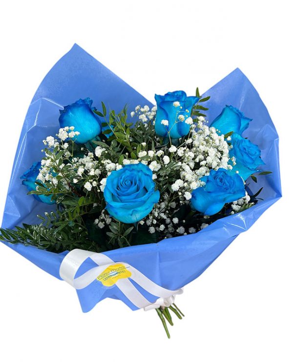 Ramo de 6 rosas azules